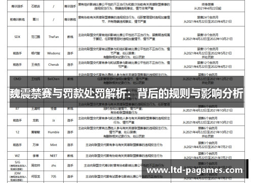 魏震禁赛与罚款处罚解析：背后的规则与影响分析